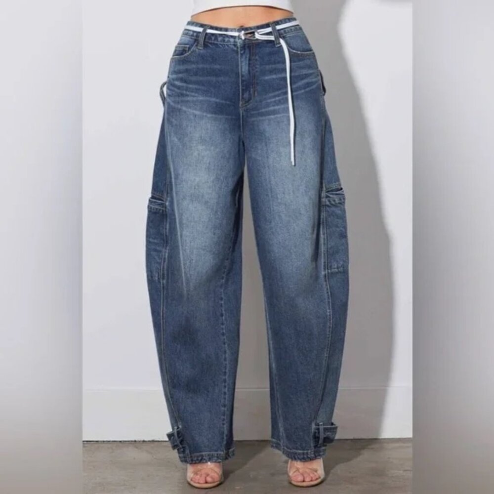 VBRT Barrel Baggy Jeans With Draw String NWT, Size 9